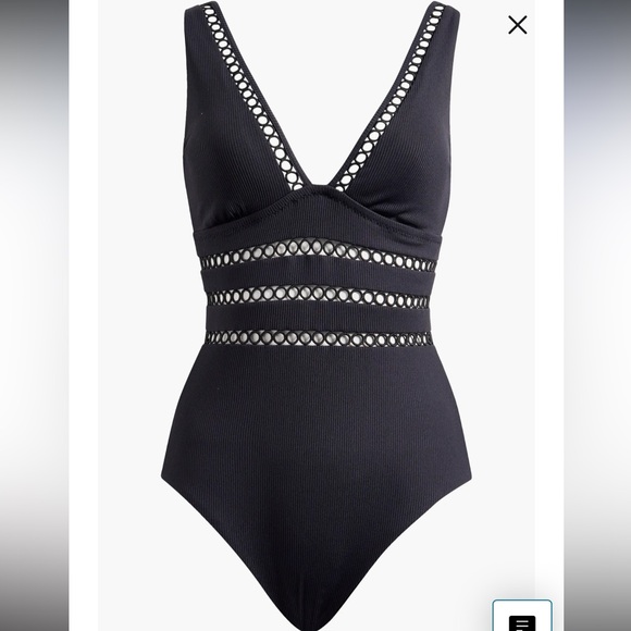 NWT Becca by Rebecca Virtue Modern Edge Rib Toni Plunge One-Piece Swimsuit Sz L - Picture 2 of 10